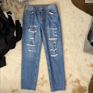 Free People Ripped Straight Leg Jeans (High Rise)